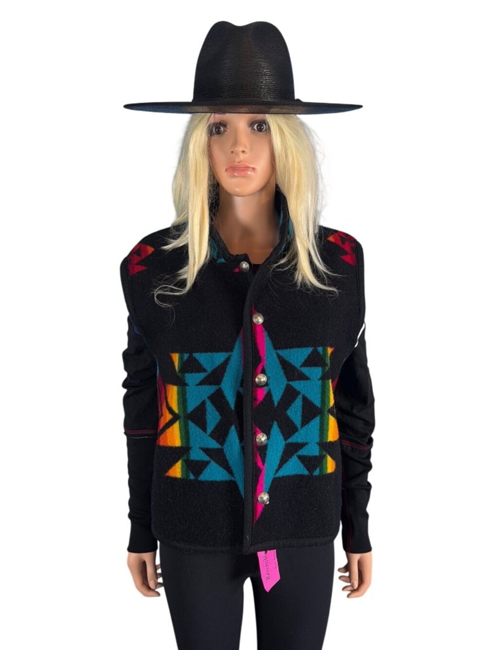 NWT Handmade Reversible Wool Cotton Vest Women’s Large Southwestern Aztec Concho